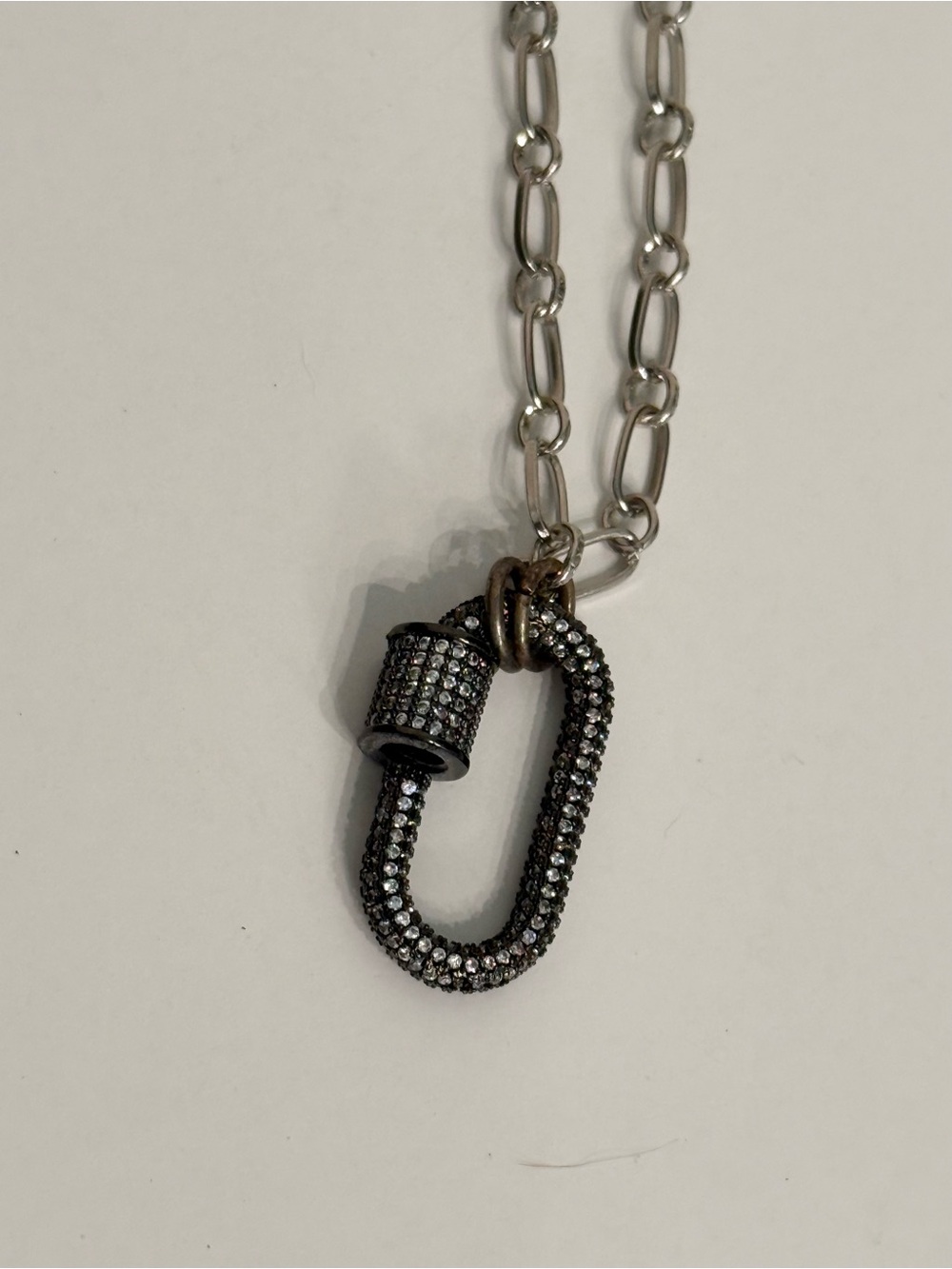 Gemelli Minimalist Silver-Tone Carabiner Pendant Necklace - Picture 4 of 7